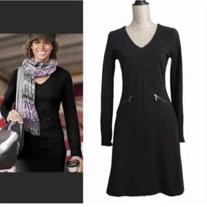 Athleta Enchanted midi long sleeve black dress with zipper pockets size XS